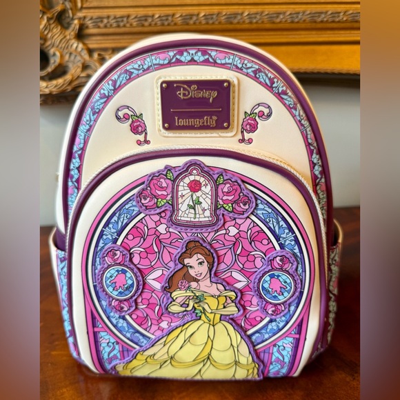NWT Loungefly Beauty & the Beast Belle Stained Glass Portrait Mini Backpack main image 5